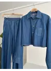 Omarı Denim Gömlek ve Plazzo Pantolon Takımı