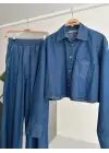 Omarı Denim Gömlek ve Plazzo Pantolon Takımı