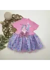 Omarı Denizkızı Desenli Pembe Bebek Elbisesi