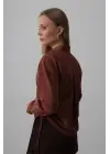 Omarı Kadın Basic Gömlek - Koyu Kahve