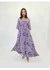Omarı İnce Dokunuşlu Mor Elbise