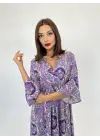 Omarı İnce Dokunuşlu Mor Elbise