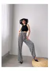 Omarı Modern Desenli Beli Lastikli Gri Pantolon