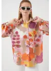Desenli Overize Gömlek Tunik 5971 - Turuncu