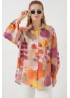 Desenli Overize Gömlek Tunik 5971 - Turuncu