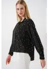 Desenli Oversize Gömlek 20361 - Siyah