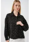 Desenli Oversize Gömlek 20361 - Siyah