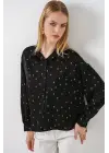 Desenli Oversize Gömlek 20361 - Siyah