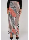 Desenli Saten Etek 15877 - Turuncu