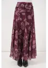 Desenli Şifon Etek 8057 - Bordo