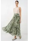 Desenli Şifon Etek 8057 - E.Yeşil