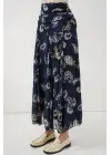 Desenli Şifon Etek 8057 - Lacivert