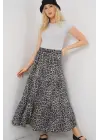 Desenli Uzun Etek 8053 - Antrasit