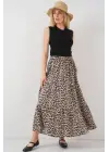 Desenli Uzun Etek 8053 - C. Kahverengi