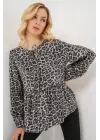 Desenli Uzun Kol Bluz 970 - Antrasit