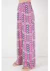 Desenli Viskon Pantolon 6749 - Fuşya