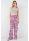Desenli Viskon Pantolon 6749 - Fuşya