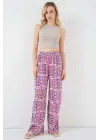 Desenli Viskon Pantolon 6749 - Fuşya