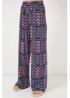 Desenli Viskon Pantolon 6749 - Lacivert
