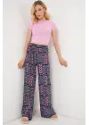 Desenli Viskon Pantolon 6749 - Lacivert