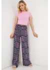 Desenli Viskon Pantolon 6749 - Lacivert