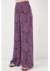 Desenli Viskon Pantolon 6749 - Mor