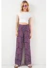 Desenli Viskon Pantolon 6749 - Mor