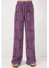 Desenli Viskon Pantolon 6749 - Mor