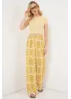 Desenli Viskon Pantolon 6749 - Sarı
