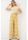Desenli Viskon Pantolon 6749 - Sarı