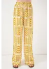 Desenli Viskon Pantolon 6749 - Sarı