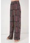 Desenli Viskon Pantolon 6749 - Siyah