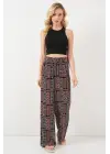 Desenli Viskon Pantolon 6749 - Siyah