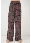 Desenli Viskon Pantolon 6749 - Siyah
