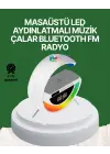 Dijital Saatli Kablosuz Şarj Destekli Rgb Led Işıklı Bluetooth Ses Sistemi