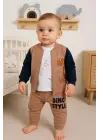 Dinazor Desenli Hırkalı 3lü Erkek Bebek Takım