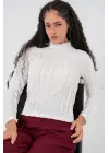 Dokulu Esnek Örme Bluz 975 - Beyaz