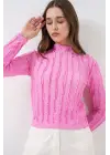 Esnek Dokulu Pembe Bluz
