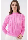 Esnek Dokulu Pembe Bluz