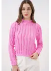 Dokulu Esnek Örme Bluz 975 - Pembe