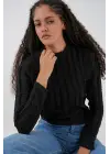Dokulu Esnek Örme Bluz 975 - Siyah