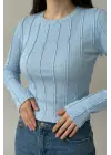 Minimal Örme Bluz Mavi