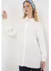 Dokulu Oversize Tunik 5989 - Beyaz