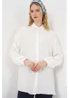 Dokulu Oversize Tunik 5989 - Beyaz