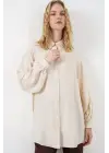 Dokulu Oversize Tunik 5989 - Krem