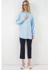 Dokulu Oversize Tunik 5989 - Mavi