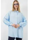 Dokulu Oversize Tunik 5989 - Mavi