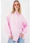 Dokulu Oversize Tunik 5989 - Pembe