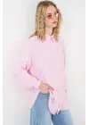 Dokulu Oversize Tunik 5989 - Pembe