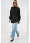 Dokulu Oversize Tunik 5989 - Siyah